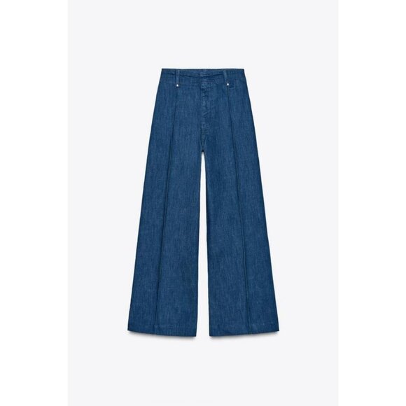 ZARA JEANS ZW COLLECTION TAILORED WIDE LEG HIGH-WAIST - Picture 1 of 11